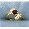 Image 1 : 18K Pyrope Garnet and 1/2ct Total Weight Diamond Ring