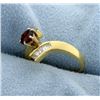 Image 2 : 18K Pyrope Garnet and 1/2ct Total Weight Diamond Ring