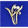 Image 1 : 14K Yellow Gold & Pearl Pin