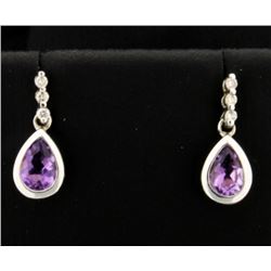 Amethyst & Diamond Dangle Earrings