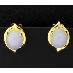 18k 6ct TW Moonstone Clip-On Earrings