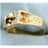 Image 2 : Men's Blue Sapphire & Diamond Nugget Style Ring
