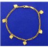 Image 1 : 7 Inch Figaro Bracelet with Dangling Hearts