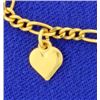 Image 2 : 7 Inch Figaro Bracelet with Dangling Hearts