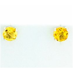 Bright 2ct TW Citrine Round Stud Earrings