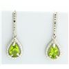 Image 1 : Peridot Pear Drop Earrings with Diamonds