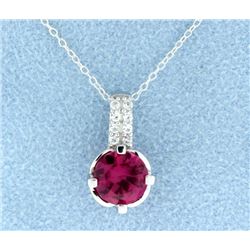Sterling silver pendant with Lab Ruby