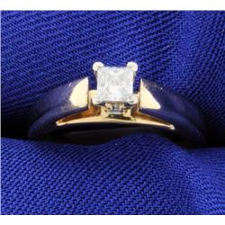 Princess Cut Diamond Solitaire 14k Ring