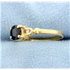 Image 2 : Sapphire & 2 Diamond 14K Yellow Gold Ring