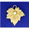 Image 1 : Diamond and Pearl Leaf Pendant/Pin