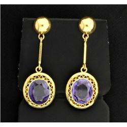 18k 10 ct TW Amethyst Dangle Earrings