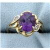 Image 1 : 3 ct Amethyst & Diamond Ring