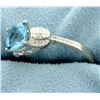 Image 2 : Vintage Style Blue Topaz Ring with Diamonds