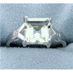 Modern 2.57ct Green Amethyst Ring with Diamonds