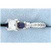 Image 2 : 1 carat Princess cut "Leo" Diamond ring with Sapphires