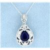 Image 1 : Sterling silver pendant with Lab Tanzanite