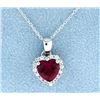 Image 1 : Sterling silver pendant with Lab Ruby