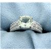 Image 1 : Green Amethyst and Diamond Ring in Plainum over Sterling Silver