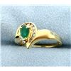 Image 2 : Emerald & Diamond 14k Yellow Gold Ring