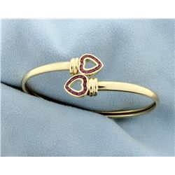 Ruby Heart Bangle Bracelet