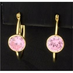 Pink Topaz Double Hoop Earrings