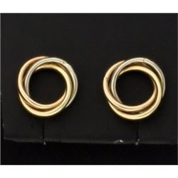 Rose, White, and Yellow Gold Earrings