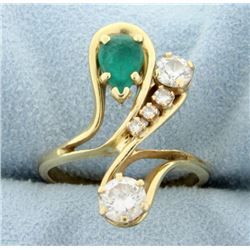 Natural Emerald and Diamond ring