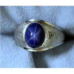 Men's Star Sapphire and Diamond Ring