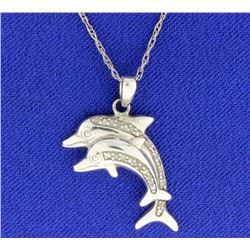 Diamond Dolphin Pendant and Chain