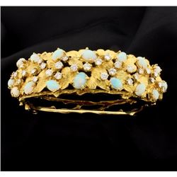 18K Diamond and Opal Bangle Bracelet