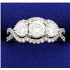 3 Stone Halo Diamond Ring 2 ct TW