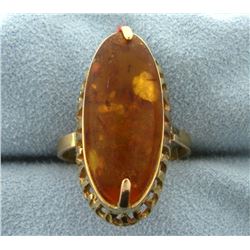 Large Amber Gemstone Ring