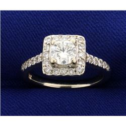 1ct TW Diamond Halo Engagement Ring