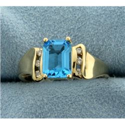 Swiss Blue Topaz and Diamond Ring