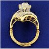 Image 3 : 1ct TW Diamond Designer Ring with Round and Baguette Diamonds in adjustable/arthritic shank