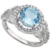 Large Sky Blue Topaz Ring with Diamond Accents in Sterling Silver