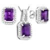 Image 2 : Amethyst 3ctw Earrings and Pendant Set in Sterling Silver