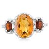 Image 2 : Deep Citrine and Garnet Ring in Sterling Silver