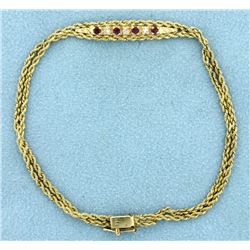 Diamond and Ruby Bracelet in 14k Gold