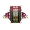 Image 1 : 7.44 ctw Tourmaline, Rubellite and Diamond Ring - 14KT Rose Gold