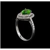 Image 4 : 1.43 ctw Tsavorite and Diamond Ring - 18KT White Gold