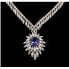 Image 2 : 14KT White Gold 3.87 ctw Tanzanite and Diamond Necklace