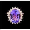 Image 2 : 10.30 ctw Tanzanite and Diamond Ring - 14KT Rose Gold