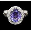 Image 2 : 3.75 ctw Tanzanite and Diamond Ring - 14KT White Gold