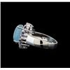 Image 3 : 14KT White Gold 4.43 ctw Aquamarine, Sapphire and Diamond Ring