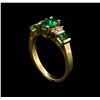 Image 4 : 1.06 ctw Emerald and Diamond Ring - 14KT Yellow Gold