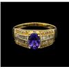 Image 2 : 14KT Yellow Gold 1.04 ctw Tanzanite and Diamond Ring