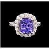 Image 2 : 5.67 ctw Tanzanite and Diamond Ring - 14KT White Gold