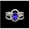 Image 2 : 1.45 ctw Blue Sapphire and Diamond Ring - 14KT White Gold