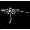 Image 2 : 14KT White Gold 0.27 ctw Diamond, Onyx and Emerald Butterfly Pin